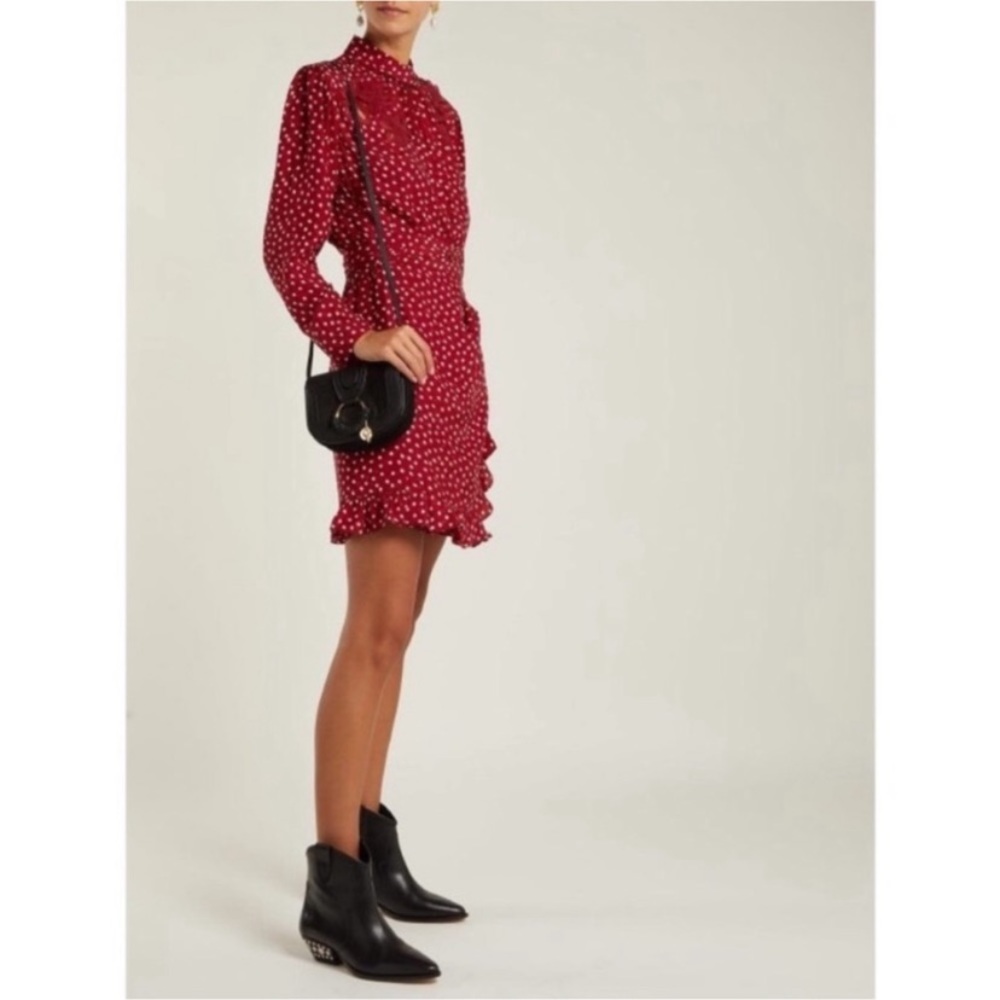 REBECCA TAYLOR 3D Blurry Heart Long Sleeve Silk Wrap Dress - 2